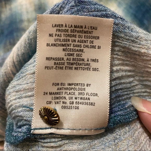 Anthropologie Maeve Blouse Cavalon Babydoll Peplum Flowy Plaid Blue XS - Picture 5 of 12